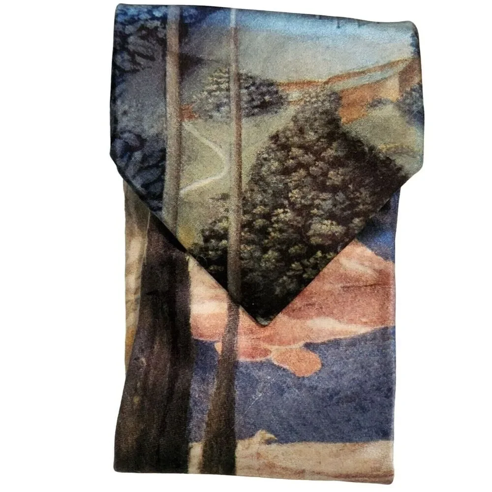 #6389 Giorgo Guerrini Maraldi Vintage Men's Necktie Blue print 58 in x 4 in